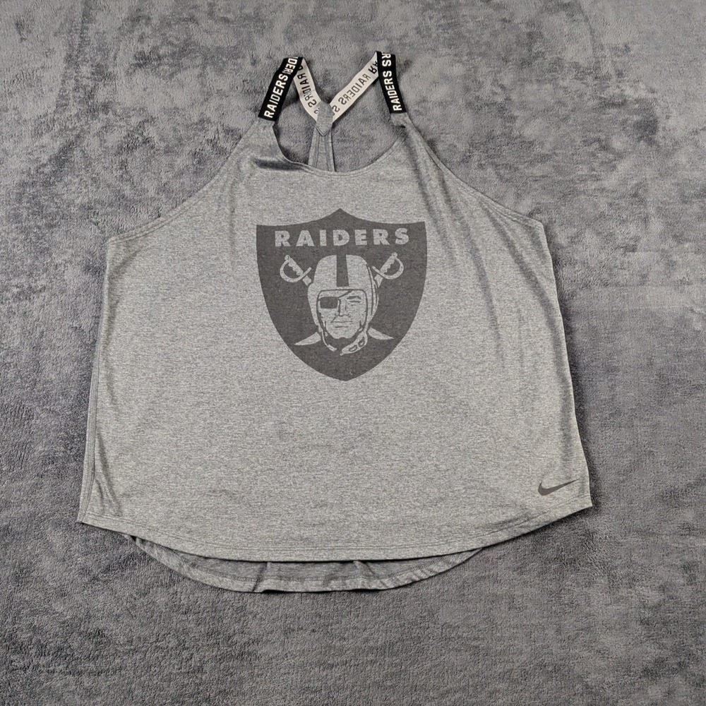 Women's Raiders Nike Dri Fit Strap Tank Top Grey XL